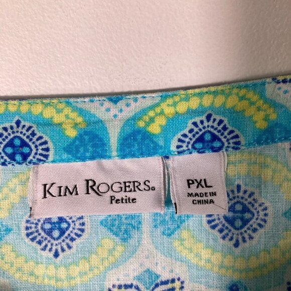 Womens Kim Rogers Petite Linen Cotton 3/4 Sleeve Button Blouse PXL - Picture 7 of 8